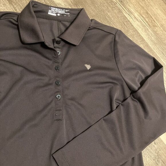Nike‎ Golf Tour Polo Womens Large Brown Long Sleeve Surf Club North Myrtle Beach - Picture 1 of 10